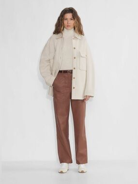 Aritzia Wilfred Free Lucy Brown Faux Leather Straight Leg Utility Pants Size 10